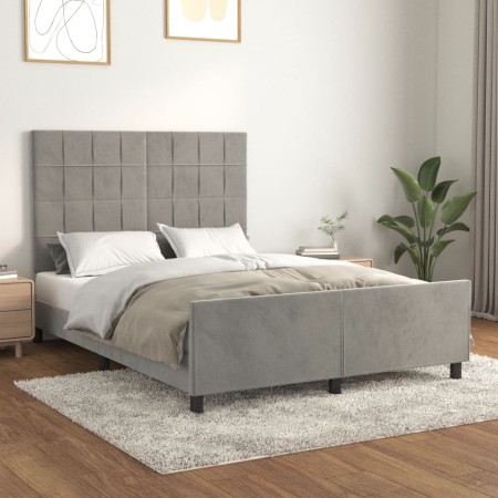 Estructura de cama con cabecero terciopelo gris claro 140x190cm de vidaXL, Camas y somieres - Ref: Foro24-3125751, Precio: 20...