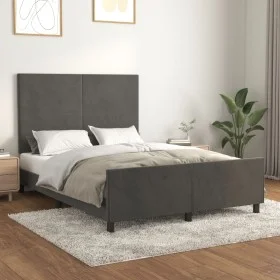 Dark gray velvet bed frame with headboard 140x190 cm by vidaXL, Beds and slatted bases - Ref: Foro24-3125630, Price: 210,35 €...