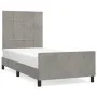 Light gray velvet bed frame with headboard 90x190 cm by vidaXL, Beds and slatted bases - Ref: Foro24-3125727, Price: 153,16 €...