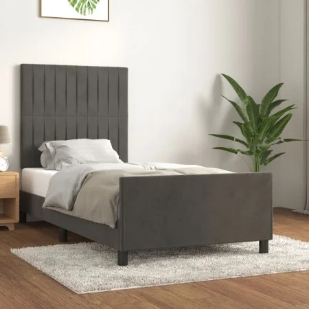 Dark gray velvet bed frame with headboard 80x200cm by vidaXL, Beds and slatted bases - Ref: Foro24-3125844, Price: 140,20 €, ...