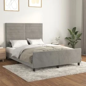 Estructura de cama con cabecero terciopelo gris claro 140x190cm de vidaXL, Camas y somieres - Ref: Foro24-3125818, Precio: 20...