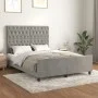 Bed frame with light gray velvet headboard 140x190cm by vidaXL, Beds and slatted bases - Ref: Foro24-3125934, Price: 227,43 €...