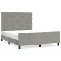 Bed frame with light gray velvet headboard 140x190cm by vidaXL, Beds and slatted bases - Ref: Foro24-3125934, Price: 227,43 €...