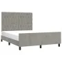 Bed frame with light gray velvet headboard 140x190cm by vidaXL, Beds and slatted bases - Ref: Foro24-3125934, Price: 227,43 €...