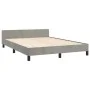 Bed frame with light gray velvet headboard 140x190cm by vidaXL, Beds and slatted bases - Ref: Foro24-3125934, Price: 227,43 €...
