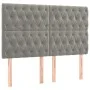 Bed frame with light gray velvet headboard 140x190cm by vidaXL, Beds and slatted bases - Ref: Foro24-3125934, Price: 227,43 €...