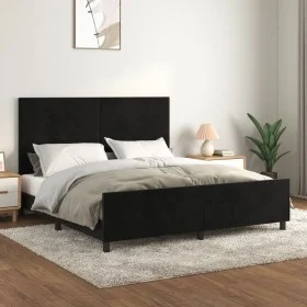 Bettgestell mit schwarzem Samtkopfteil 160x200 cm von vidaXL, Betten und Lattenroste - Ref: Foro24-3125643, Preis: 233,87 €, ...