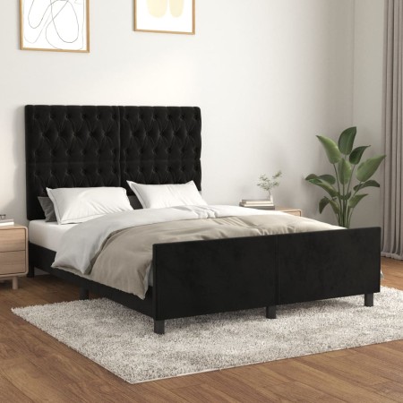 Estructura de cama con cabecero de terciopelo negro 140x200 cm de vidaXL, Camas y somieres - Ref: Foro24-3125942, Precio: 269...