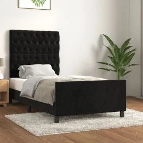 Bed frame with black velvet headboard 90x190 cm by vidaXL, Beds and slatted bases - Ref: Foro24-3125912, Price: 167,33 €, Dis...