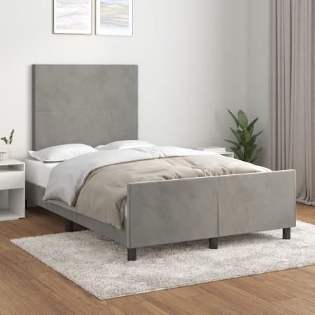 Estructura de cama con cabecero terciopelo gris claro 120x200cm de vidaXL, Camas y somieres - Ref: Foro24-3125623, Precio: 15...