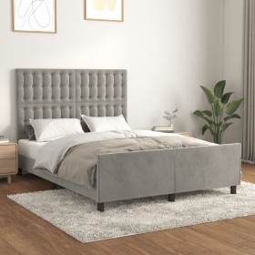 Estructura de cama con cabecero terciopelo gris claro 140x190cm de vidaXL, Camas y somieres - Ref: Foro24-3126001, Precio: 24...