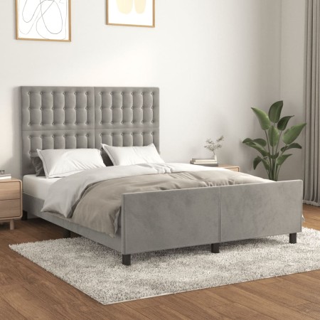 Estructura de cama con cabecero terciopelo gris claro 140x190cm de vidaXL, Camas y somieres - Ref: Foro24-3126001, Precio: 24...