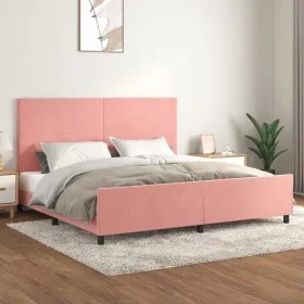 Pink velvet bed frame with headboard 200x200 cm by vidaXL, Beds and slatted bases - Ref: Foro24-3125658, Price: 213,72 €, Dis...