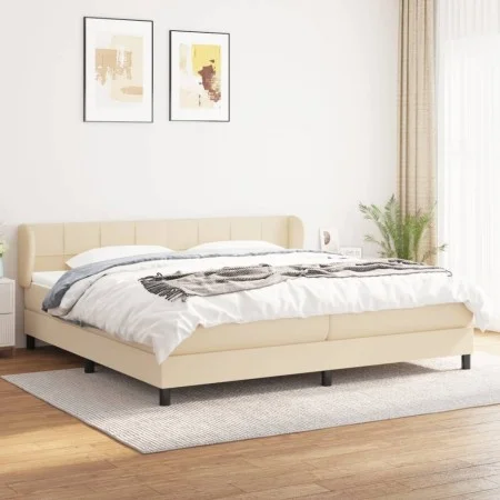 Cama box spring con colchón tela color crema 200x200 cm de vidaXL, Camas y somieres - Ref: Foro24-3126274, Precio: 558,37 €, ...