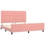 Pink velvet bed frame with headboard 160x200 cm by vidaXL, Beds and slatted bases - Ref: Foro24-3126012, Price: 236,08 €, Dis...