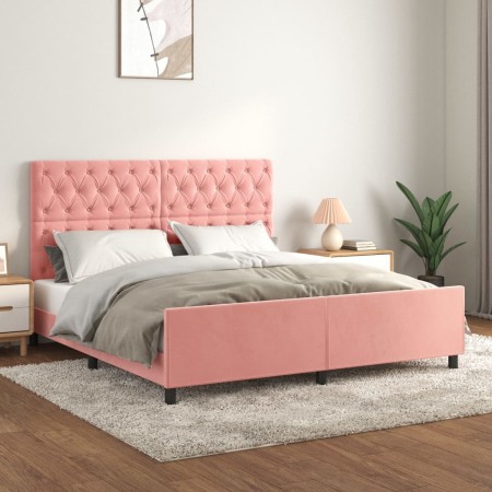 Estructura de cama con cabecero de terciopelo rosa 160x200 cm de vidaXL, Camas y somieres - Ref: Foro24-3125951, Precio: 241,...