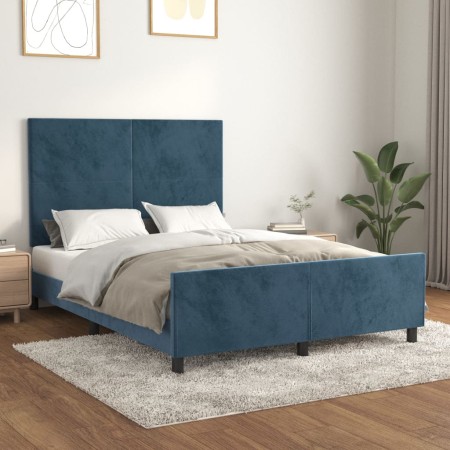Estructura cama con cabecero terciopelo azul oscuro 140x200 cm de vidaXL, Camas y somieres - Ref: Foro24-3125639, Precio: 208...