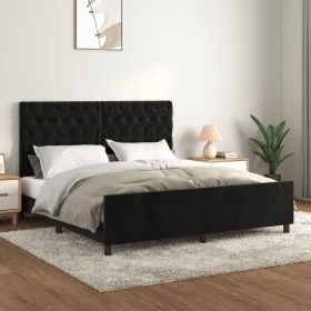 Bed frame with black velvet headboard 160x200 cm by vidaXL, Beds and slatted bases - Ref: Foro24-3125948, Price: 259,70 €, Di...
