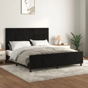 Bed frame with black velvet headboard 180x200 cm by vidaXL, Beds and slatted bases - Ref: Foro24-3125771, Price: 250,77 €, Di...
