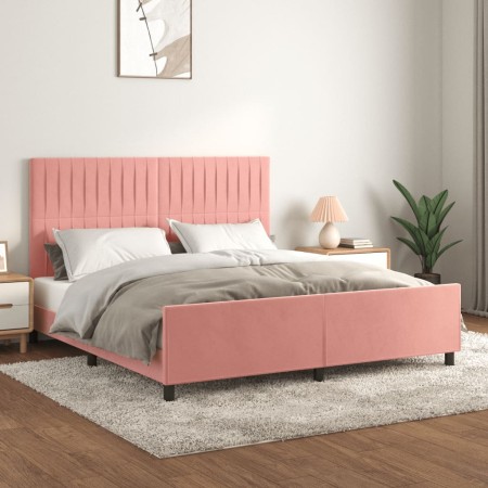 Estructura de cama con cabecero de terciopelo rosa 180x200 cm de vidaXL, Camas y somieres - Ref: Foro24-3125896, Precio: 211,...