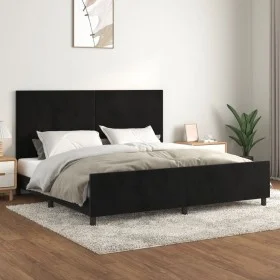 Bed frame with black velvet headboard 200x200 cm by vidaXL, Beds and slatted bases - Ref: Foro24-3125655, Price: 250,76 €, Di...