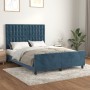 Estructura cama con cabecero terciopelo azul oscuro 140x200 cm de vidaXL, Camas y somieres - Ref: Foro24-3126005, Precio: 210...