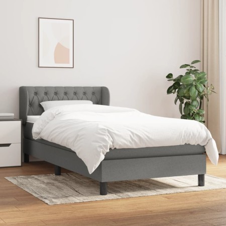 Cama box spring con colchón tela gris oscuro 100x200 cm de vidaXL, Camas y somieres - Ref: Foro24-3126462, Precio: 336,33 €, ...