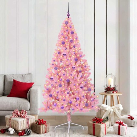 Árbol de Navidad Artificial Preiluminado Rosa 210 cm PVC en Decoración Festiva y Estacional | Comprar online en Foru.es