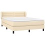 Cama box spring con colchón tela color crema 140x200 cm de vidaXL, Camas y somieres - Ref: Foro24-3126330, Precio: 465,95 €, ...