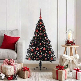 Árbol de Navidad Artificial Preiluminado Negro 120 cm PVC en Decoración Festiva y Estacional | Comprar online en Foru.es