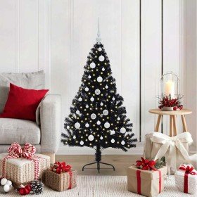 Árbol de Navidad Artificial Preiluminado Negro 120 cm PVC en Decoración Festiva y Estacional | Comprar online en Foru.es