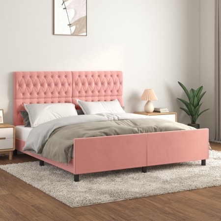 Estructura de cama con cabecero de terciopelo rosa 180x200 cm de vidaXL, Camas y somieres - Ref: Foro24-3125957, Precio: 242,...