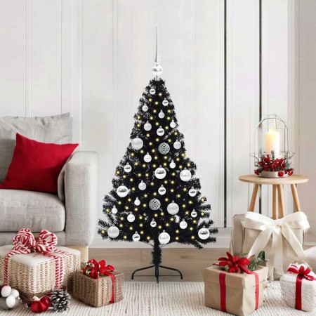 Árbol de Navidad Artificial Preiluminado Negro 120 cm PVC en Decoración Festiva y Estacional | Comprar online en Foru.es