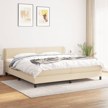 Cama box spring con colchón tela color crema 200x200 cm de vidaXL, Camas y somieres - Ref: Foro24-3126114, Precio: 566,69 €, ...