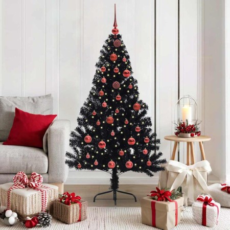 Árbol de Navidad Artificial Preiluminado Negro 150 cm PVC en Decoración Festiva y Estacional | Comprar online en Foru.es