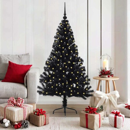 Árbol de Navidad Artificial Preiluminado Negro 150 cm PVC en Decoración Festiva y Estacional | Comprar online en Foru.es