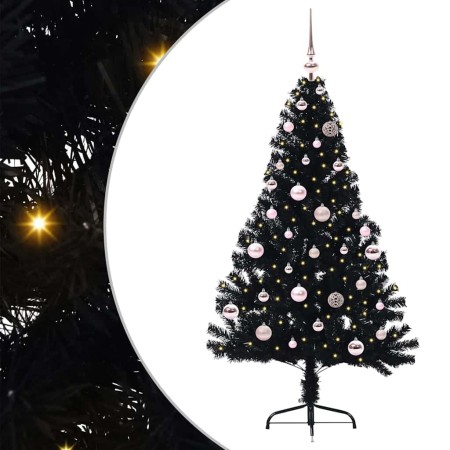 Árbol de Navidad Artificial Preiluminado Negro 150 cm PVC en Decoración Festiva y Estacional | Comprar online en Foru.es