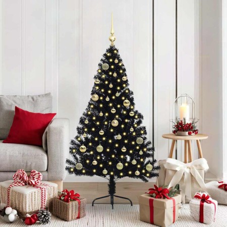 Árbol de Navidad Artificial Preiluminado Negro 150 cm PVC en Decoración Festiva y Estacional | Comprar online en Foru.es