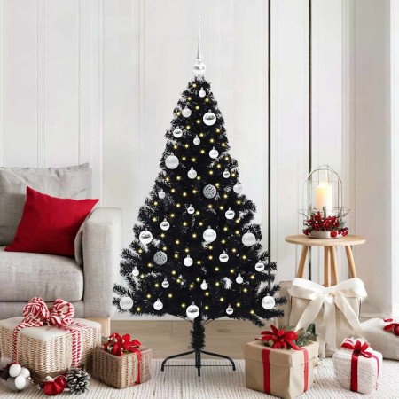 Árbol de Navidad Artificial Preiluminado Negro 150 cm PVC en Decoración Festiva y Estacional | Comprar online en Foru.es