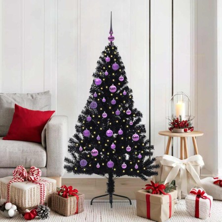 Árbol de Navidad Artificial Preiluminado Negro 150 cm PVC en Decoración Festiva y Estacional | Comprar online en Foru.es