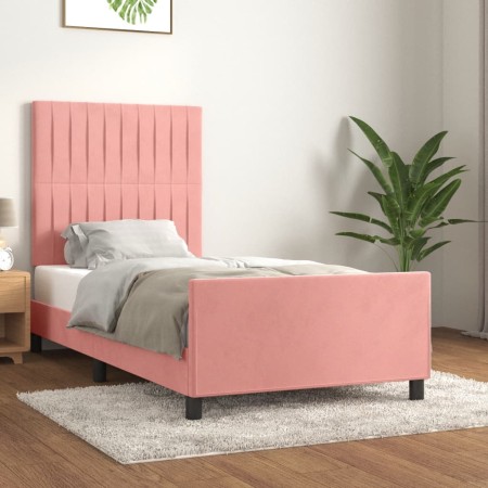 Estructura de cama con cabecero de terciopelo rosa 80x200 cm de vidaXL, Camas y somieres - Ref: Foro24-3125848, Precio: 146,6...