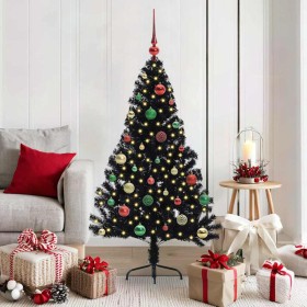 Árbol de Navidad Artificial Preiluminado Negro 150 cm PVC en Decoración Festiva y Estacional | Comprar online en Foru.es