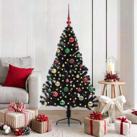 Árbol de Navidad Artificial Preiluminado Negro 150 cm PVC en Decoración Festiva y Estacional | Comprar online en Foru.es