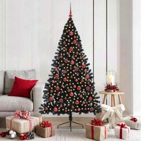 Árbol de Navidad Artificial Preiluminado Negro 180 cm PVC en Decoración Festiva y Estacional | Comprar online en Foru.es