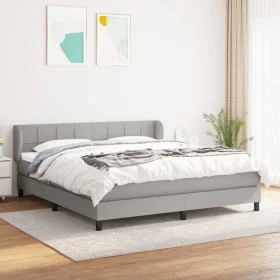 Cama box spring con colchón tela gris claro 180x200 cm de vidaXL, Camas y somieres - Ref: Foro24-3126261, Precio: 542,32 €, D...