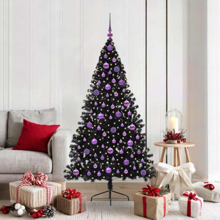 Árbol de Navidad Artificial Preiluminado Negro 180 cm PVC en Decoración Festiva y Estacional | Comprar online en Foru.es