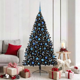Árbol de Navidad Artificial Preiluminado Negro 180 cm PVC en Decoración Festiva y Estacional | Comprar online en Foru.es