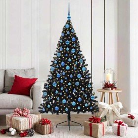 Árbol de Navidad Artificial Preiluminado Negro 180 cm PVC en Decoración Festiva y Estacional | Comprar online en Foru.es