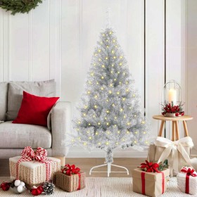 Árbol de Navidad Artificial Preiluminado Plateado 150 cm PET en Decoración Festiva y Estacional | Comprar online en Foru.es