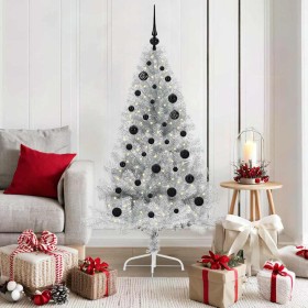 Árbol de Navidad Artificial Preiluminado Plateado 150 cm PET en Decoración Festiva y Estacional | Comprar online en Foru.es